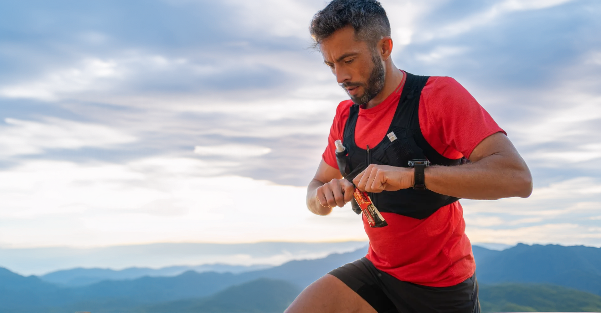 Coureur trail Isostar en pleine récupération